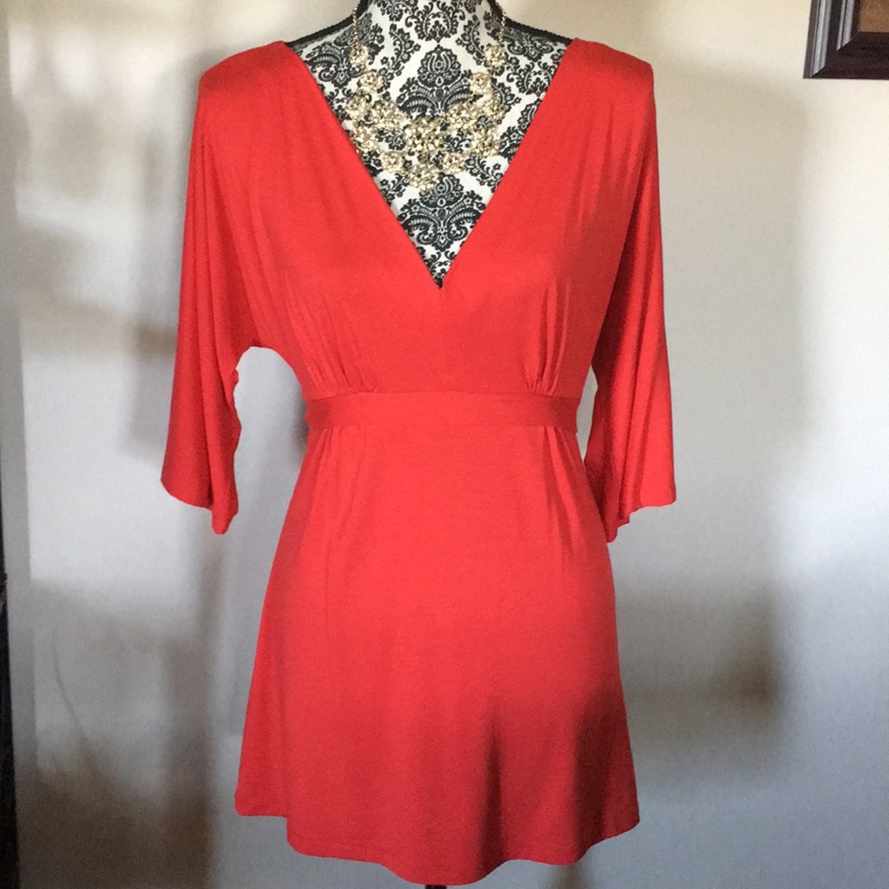 Kim Parrish red tunic top NWOT